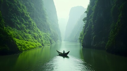 Fototapeta premium Landscape, Nature, Large Lake with Ducks and Boats, Lush Green, View from Above, Wallpaper, Cover and Screen for Smartphone, PC, Laptop, 9:16 and 16:9 Format