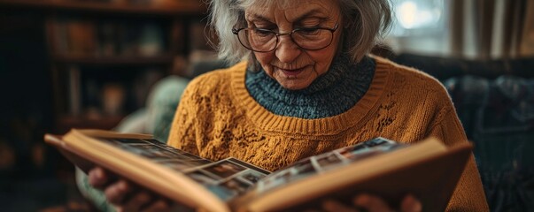 Woman Looking At Photo Album, Generative AI