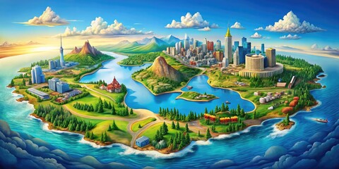 Obraz premium Detailed Canadian Map Illustrating Provinces, Territories, Major Cities, and Natural Features