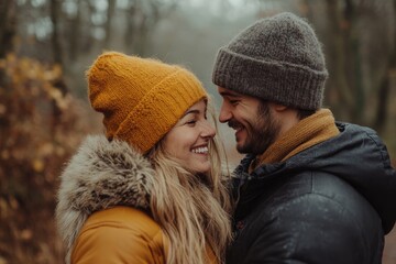 Obraz premium Couple Communicating With Sign Languages, Generative AI