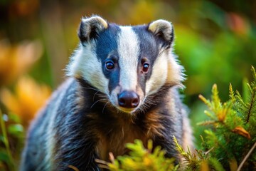 Detailed Close-Up of a Badger in Its Natural Habitat Showcasing Unique Features and Fur Patterns