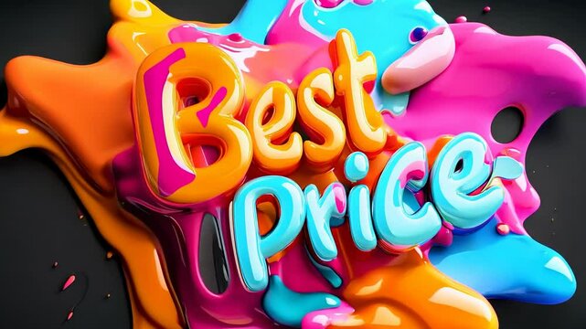 Colorful 3D Best Price Animation with Dynamic Paint Splashes