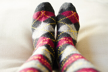 タータンチェック(格子柄)の毛糸のソックス	
