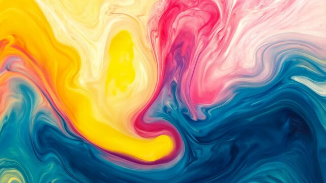 Colorful abstract fluid art with vibrant swirls, dynamic composition. Creative abstract expressionism concept