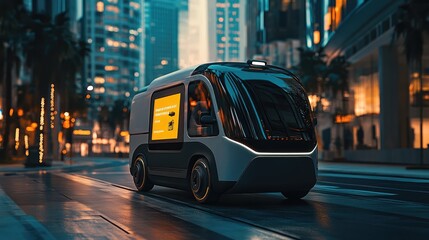 Fototapeta premium Autonomous Delivery Van. AI generated illustration.