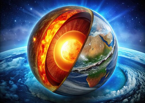 Detailed Diagram Illustrating Earth's Layers: Crust, Mantle, Outer Core, and Inner Core Explained