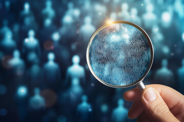 Exploring identity through magnification and analysis in a crowd of abstract figures during a digital investigation