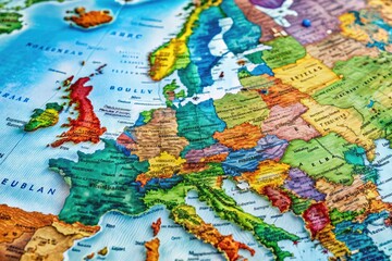 Detailed Europe Map Featuring Country Names, Borders, and Major Cities for Educational Use and Planning