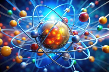Detailed Illustration of Atomic Structure Showing Protons, Neutrons, and Electrons in an Atom