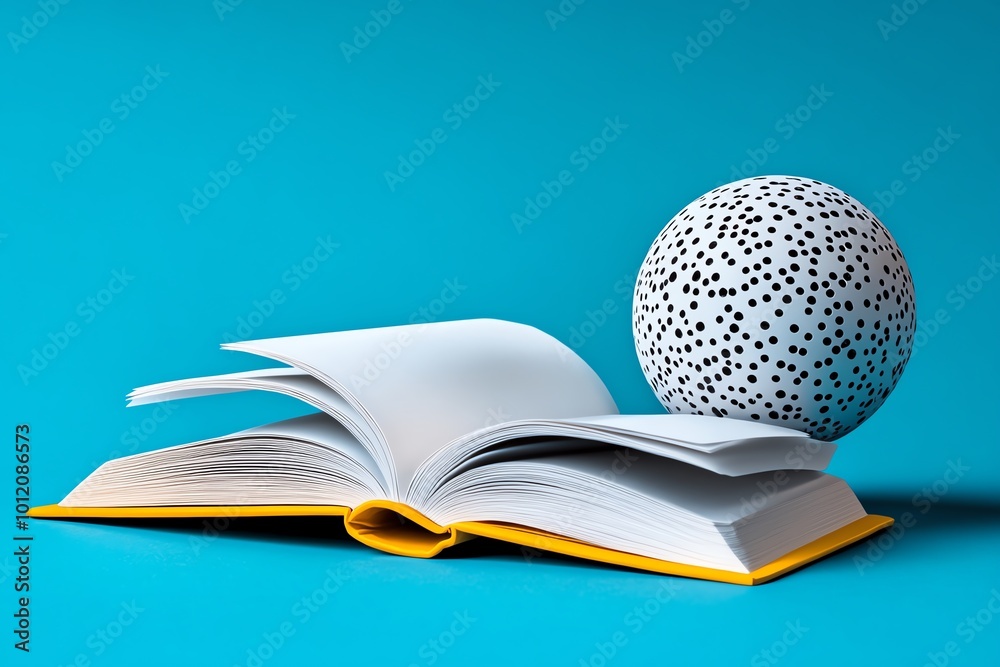 Poster Minimalist icon of an open book and a globe, representing the importance of knowledge, education, and global unity in humanism