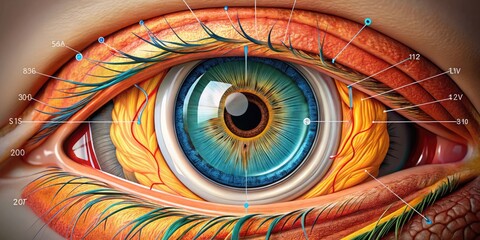 Detailed Labeled Diagram of the Human Eye Anatomy with Descriptions of Each Part for Education