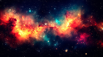 Fototapeta premium Colorful Nebula in Deep Space with Stars and Galaxies
