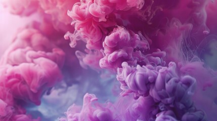 Fototapeta premium Enchanting Swirls Closeup of Vivid Pink and Purple Ink Clouds Dancing in Water