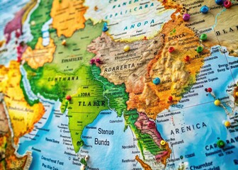 Detailed Map Highlighting India's Location in South Asia with Nearby Countries and Landmarks