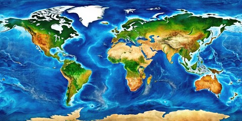 Detailed Map Highlighting the Location of the Pacific Ocean in Relation to Continents and Oceans