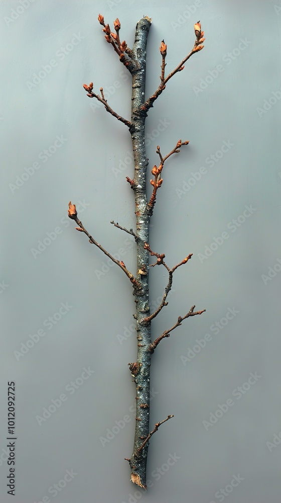 Wall mural Bare Branch with Buds: A Symbol of Spring's Renewal