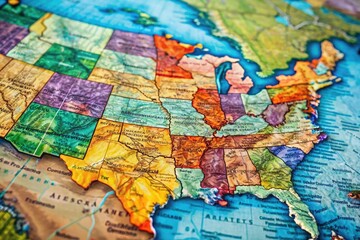 Obraz premium Detailed Map of All U.S. States Highlighting Geography and Borders for Educational Purposes