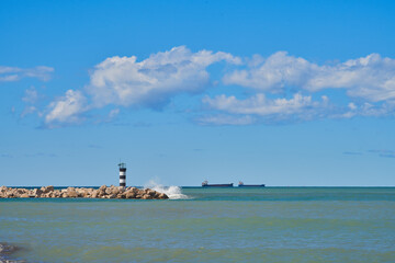 Fototapeta premium Lighthouse on the shore in the city of Bar, Montenegro