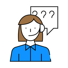 consultant, calling support woman job line icon vector. consultant, calling support woman job sign. isolated symbol illustration