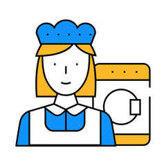 housekeeper woman job line icon vector. housekeeper woman job sign. isolated symbol illustration