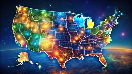 Obraz premium Detailed Map of Major Cities in the United States Highlighting Key Locations and Regions Across States