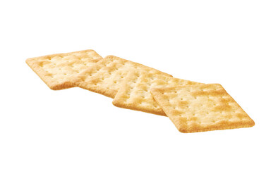 Water crackers isolated. Square water crackers isolated on white background.