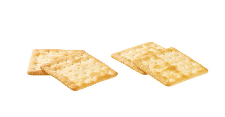 Water crackers isolated. Square water crackers isolated on white background.