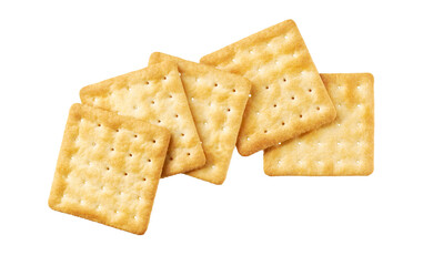Water crackers isolated, top view. Square water crackers isolated on white background, top view.