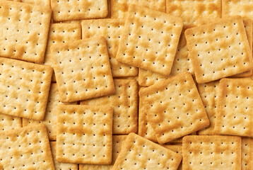Water crackers  background, water crackers square shape taken from above, close up.