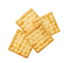 Water crackers isolated, top view. Square water crackers isolated on white background, top view.