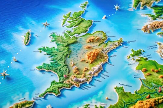 Detailed Map of the English Channel Islands Showing Geography, Landmarks, and Coastal Features