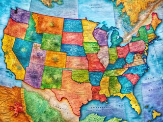 Obraz premium Detailed Map of the United States with Individual State Borders and Names for Educational Purposes