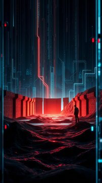 An abstract digital landscape portrays a fortified firewall encrypted data flow and the paramount importance of privacy in the realm of cybersecurity managing risk
