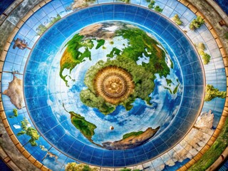 Fototapeta premium Detailed Maps Illustrating Flat Earth Concepts and Theories for Educational and Creative Use