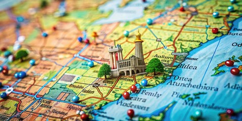 Fototapeta premium Detailed Maps of Alabama Showcasing Geography, Cities, Roads, and Landmarks in High Resolution