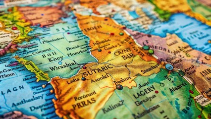 Obraz premium Detailed Political Map of Iraq Highlighting Major Cities, Regions, and Geographic Features for Reference