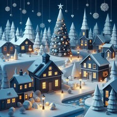 View of Christmas in Lapland for Cards and Design