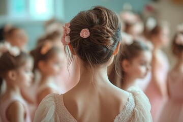 Naklejka premium Back view portrait of young African-American woman with backpack enjoying hiking in forest lit by sunlight, copy space, Generative AI