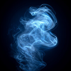 Fototapeta premium Ethereal blue smoke swirling gracefully against a dark backdrop in a captivating display