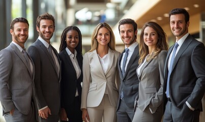 Fototapeta premium Happy Group Of Business People Standing, Generative AI