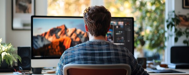 Designer Editing Photo On Computer, Generative AI