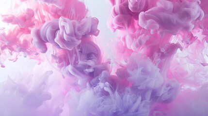 Fototapeta premium Vibrant Swirling Ink Clouds Captivating HighDetail Image of Pink and Purple Fluid Dynamics in Water