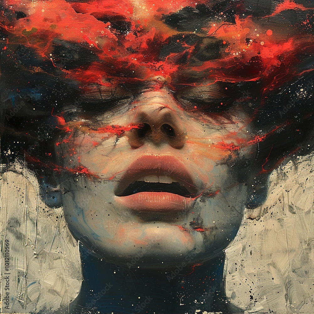 Wall mural Abstract Portrait of a Woman with Eyes Closed