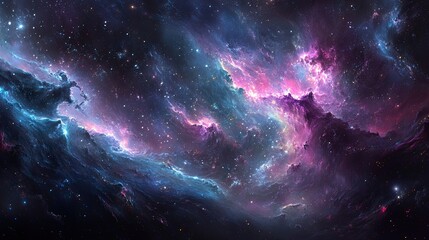 Obraz premium Stary night cosmos. Universe science astronomy. Colorful space galaxy cloud nebula. Illustration for cover, card, postcard, interior design, banner, poster, brochure or presentation.