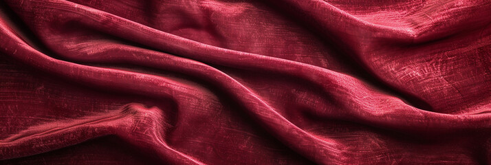 Fototapeta premium Vibrant Red Velvet Fabric with Blank Space