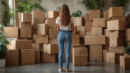 Mover Service Packing Box. Moving Delivery, Generative AI