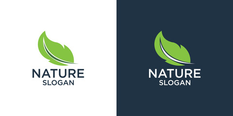green leaf logo design vector and nature symbol