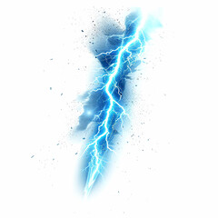 A striking blue lightning bolt illuminating dark clouds in a fierce stormy sky