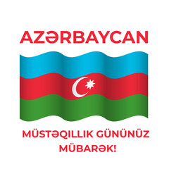Azerbaijan Independence Day typography poster in Azerbaijani language. National holiday celebrated on October 18. Vector template for banner, postcard, flyer, etc.