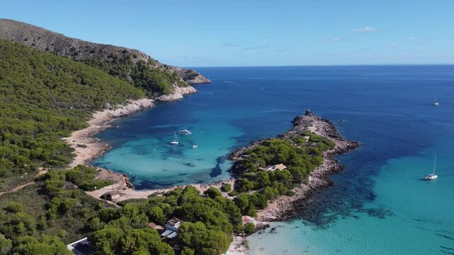 Breathtaking Drone Footage of Cala Agulla Beach in Mallorca, Balearic Islands, Spain